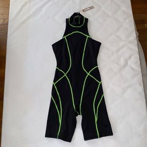 SKIMS Black and Neon Green Bodysuit